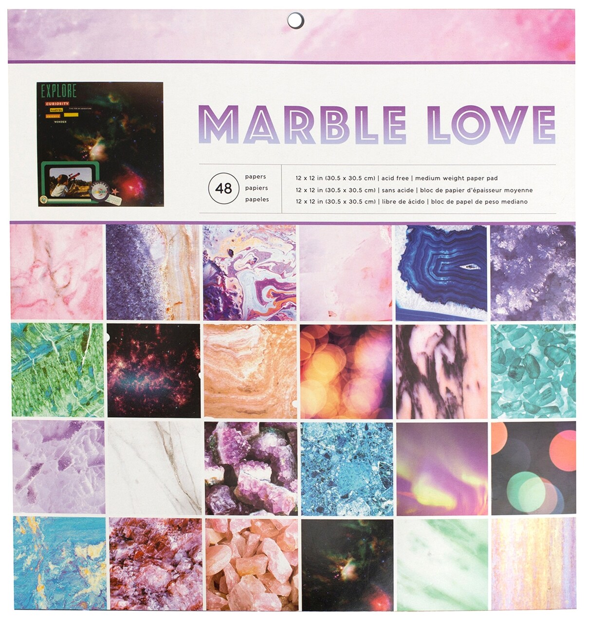 American Crafts Single-Sided Paper Pad 12"X12" 48/Pkg-Marble Love, 24 Designs/2 Each
